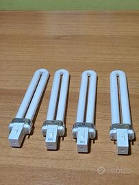 LOTTO DI 4 LAMPADE FLUORESCENTI UVA PL-U-9W G23