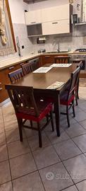 Tavolo legno allungabile 85x160 con 6 sedie