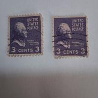 francobollo da 3 c.raro T.Jefferson emis.1938/39