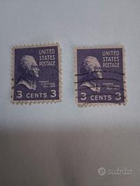 francobollo da 3 c.raro T.Jefferson emis.1938/39