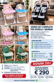  Passeggino gemellare chicco + Seggioloni