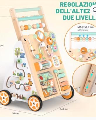 Carrellino Primi Passi Legno Montessori