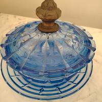 Portagioie in vetro blu con  pomello in argento