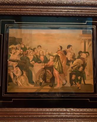 Quadro antici  dipinto su vetro 'Le nozze di Cana'