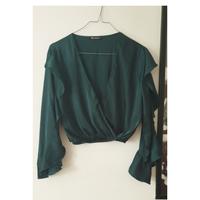 Camicetta SIZE M verde smeraldo di SETA elegante