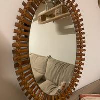Specchio ovale anni 50 midollino