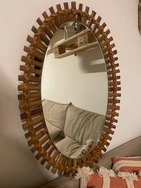 Specchio ovale anni 50 midollino