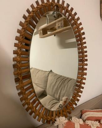 Specchio ovale anni 50 midollino