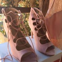 stivaletti camosciati pelle rosa tacchi alti 40