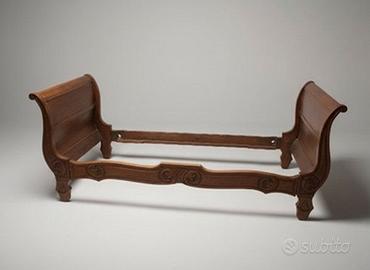 letto a barchettone singolo in noce massello