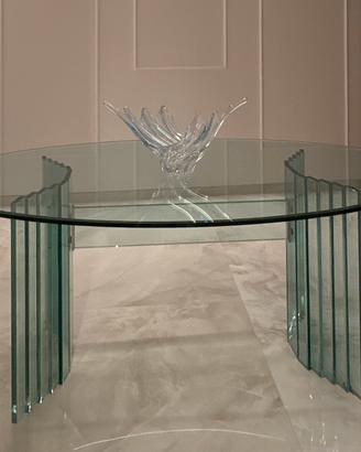 Tavolo Tonelli Design in cristallo ovale anni ‘90