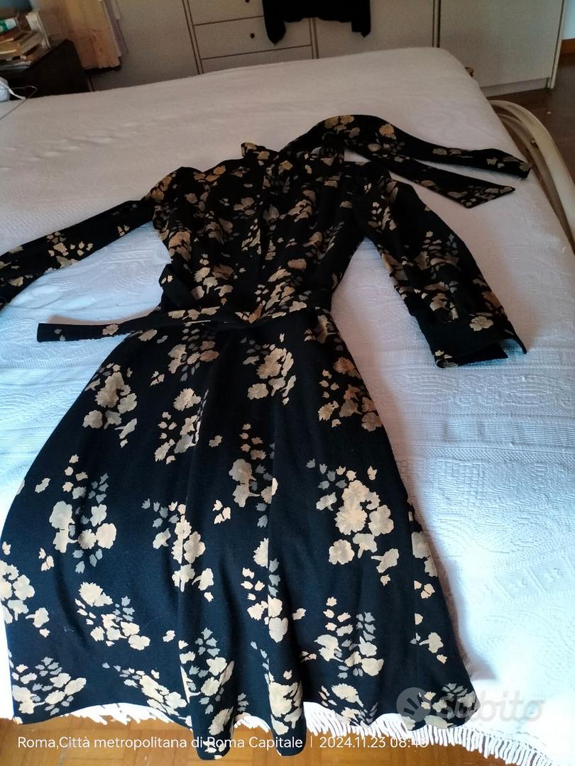 Robe Longue Noire Pour Femme Taille 40 - En Laine Et Soie De Haute Qualité - Style Tubino, Fermeture à Glissière - Élégante Pour L'automne/hiver !