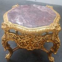Tavolo Barocco Dorato con Piano in Marmo pregiato