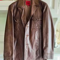 giacca di pelle marrone Bomb Boogie vintage uomo M