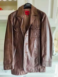 giacca di pelle marrone Bomb Boogie vintage uomo M