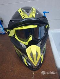 Casco motocross compreso di occhiali