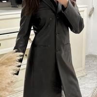 Trench similpelle nero donna uomo cappotto lungo