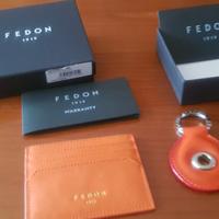 portatessere in pelle  con portachiavi Fedon 