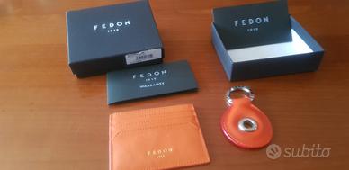 portatessere in pelle  con portachiavi Fedon 