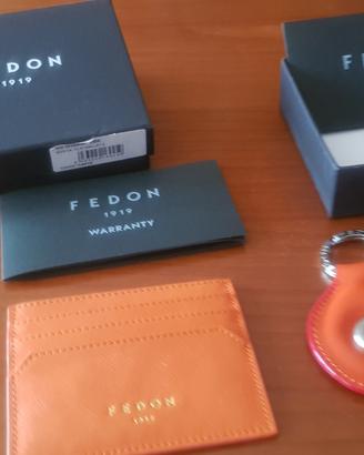 portatessere in pelle  con portachiavi Fedon 