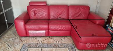 Divano Doimo 3 posti in pelle rossa