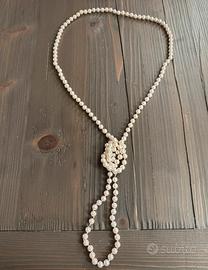Collana lunga perle (finte) rosa