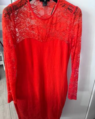 Abito con pizzo rosso H&M