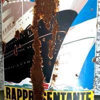 ITALIA NAVIGAZIONE RARA INSEGNA 150 TARGA TABELLA