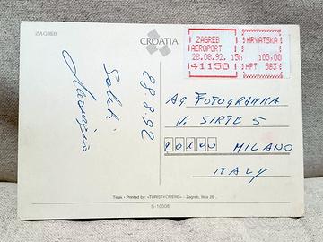 Cartolina Zagabria Aeroporto 1992 Guerra Jugoslavi
