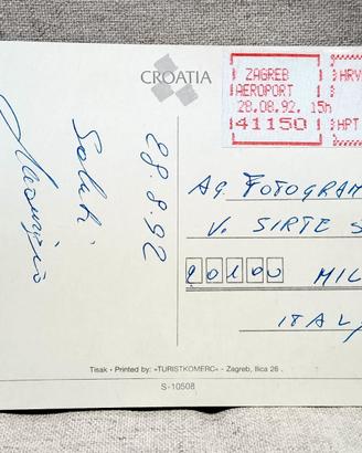 Cartolina Zagabria Aeroporto 1992 Guerra Jugoslavi
