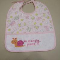 Bavaglino ricamato punto croce 'io mangio piano'