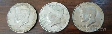 n.3 Monete in argento Half Dollar 1964,1967,1968