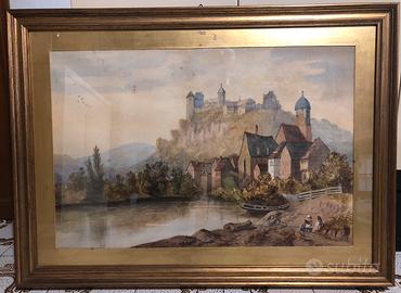 Dipinto acquarello su cartoncino firmato.