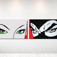 2 Quadri Diabolik ed Eva Dipinti a Mano Pop Art