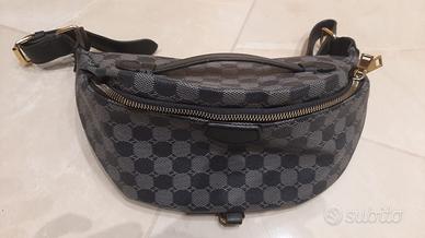 Marsupio unisex con cerniere nero-grigio 32x16x15