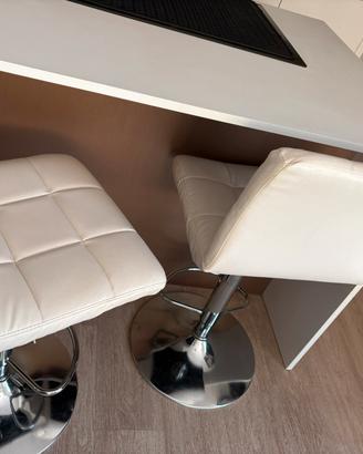 Sgabelli bianco pelle e argento