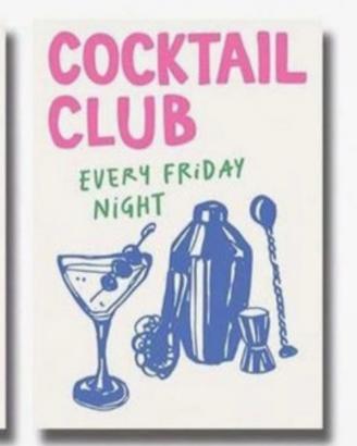 Poster Cocktail Club Venerdì Sera su tela.