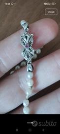 collana perle chiusura oro18k con rubino vintage 