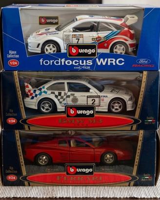 Burago Ferrari Testarossa, ford focus wrc, bmw m3