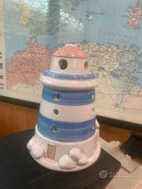Faro Portacandele Artigianale - ceramica smaltata.