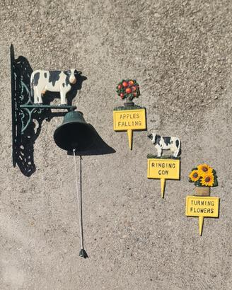 Campana Jardin Con Una Mucca IN Ghisa