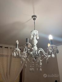 lampadario bianco stile provenzale sei punti luce