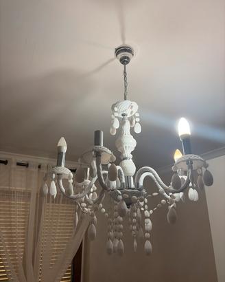 lampadario bianco stile provenzale sei punti luce