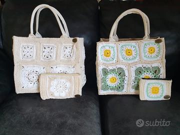 Borsa granny juta uncinetto