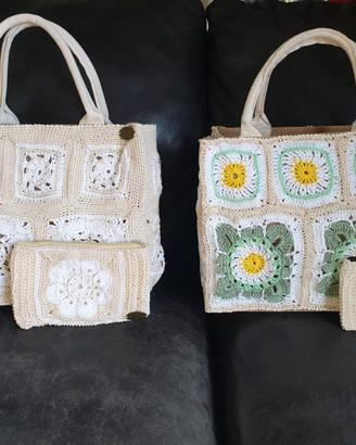 Borsa granny juta uncinetto
