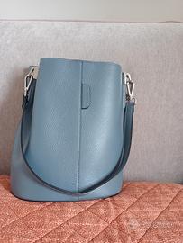 borsa in pelle azzurro