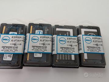 100 RAM SODIMM 4GB DDR3 12800 DELL nuove