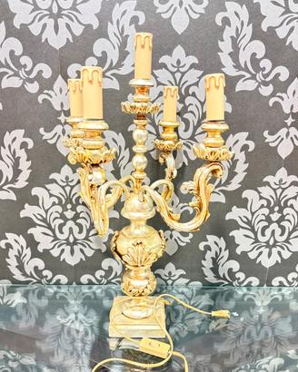 Lampada Silvano Grifoni 5 Luci Foglia Argento
