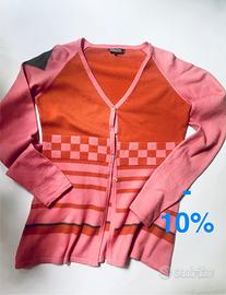 Cardigan Maliparmi lana, arancio e rosa, collo V