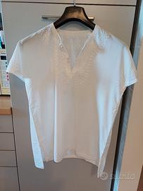 Blusa bianca Marocco etnica Unisex.